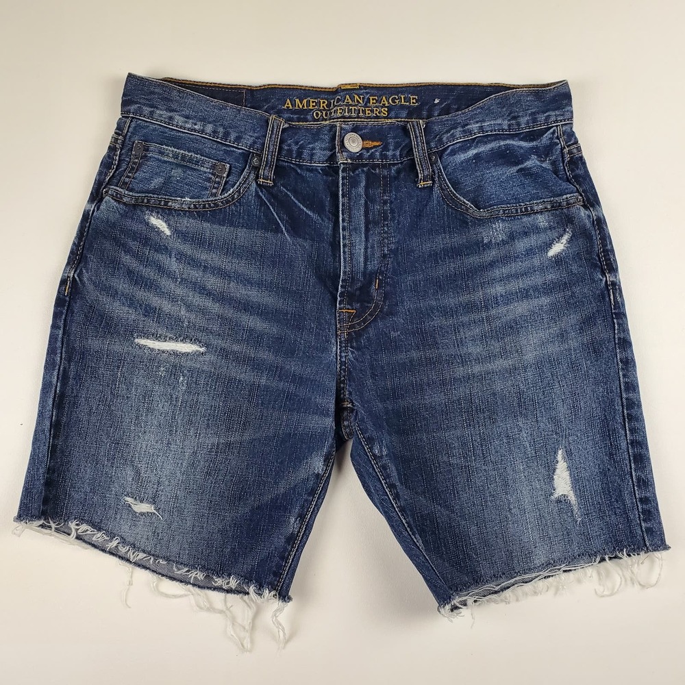 American Eagle Frayed Cut-Off Denim Jean Shorts Distressed 31